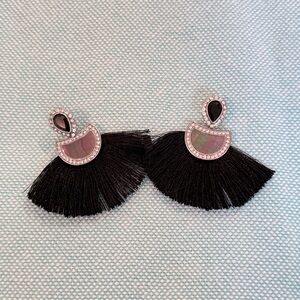 Premier Designs Black Fan Tassel Earrings